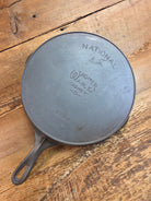 Tough to find! 1924 Wagner made National / Wagner Ware dual logo #8 (1358) Center logo cast iron skillet with Heat Ring