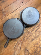 Oh my! Hard to find 1940’s Hammered finish Griswold No. 8 cast iron skillet 2008 with matching hinged skillet top 2040