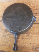 Huge Antique gate-marked unknown #12 skillet. Est 1880’s. Left single spout heat ring bottom w/ pointy handle - Skillet