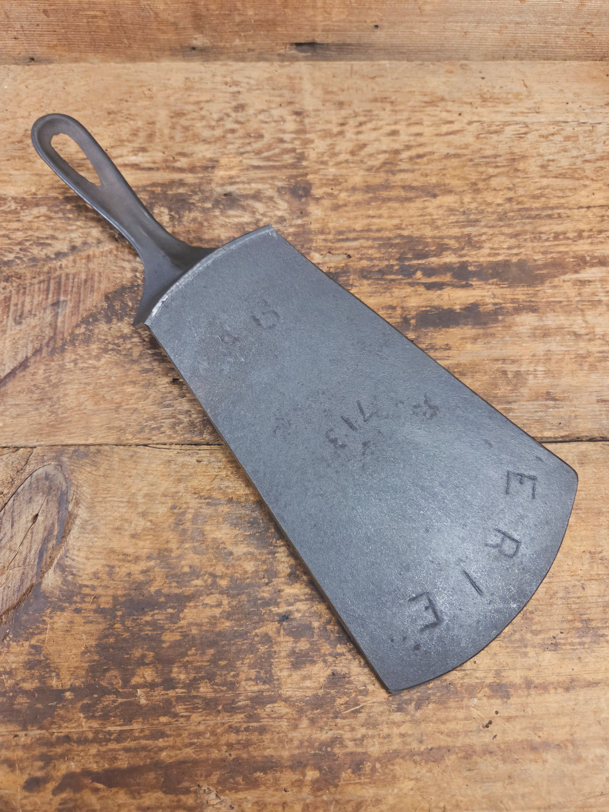 Show stopper. Custom made one of a kind Griswold Erie 3rd Series #9 spatula! A high value collectors pan kept alive as