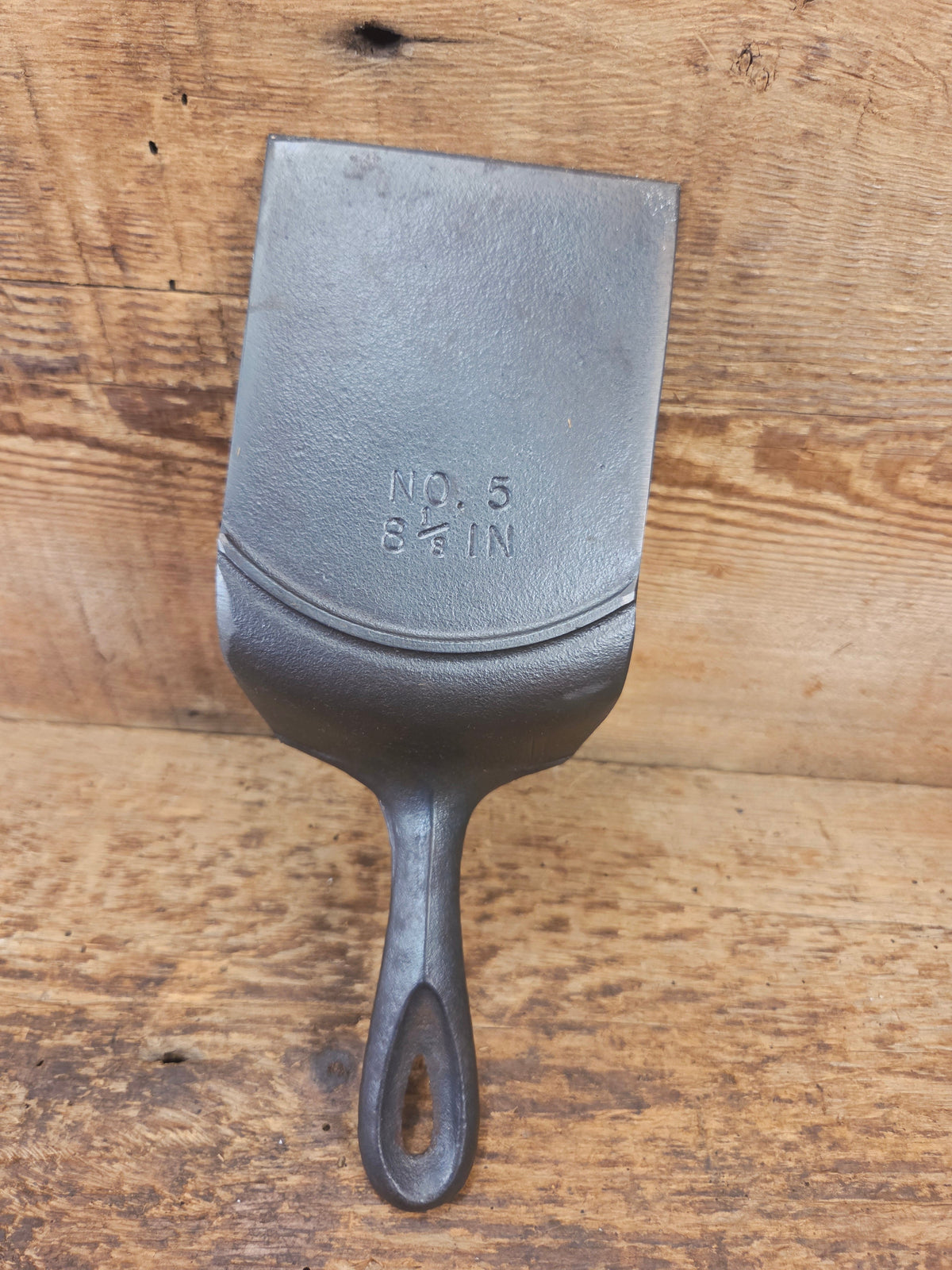 Custom made Birmingham S&R Cast Iron Skillet Spatula. Reclaimed from a #5 BSR Century Series cast iron skillet. Great