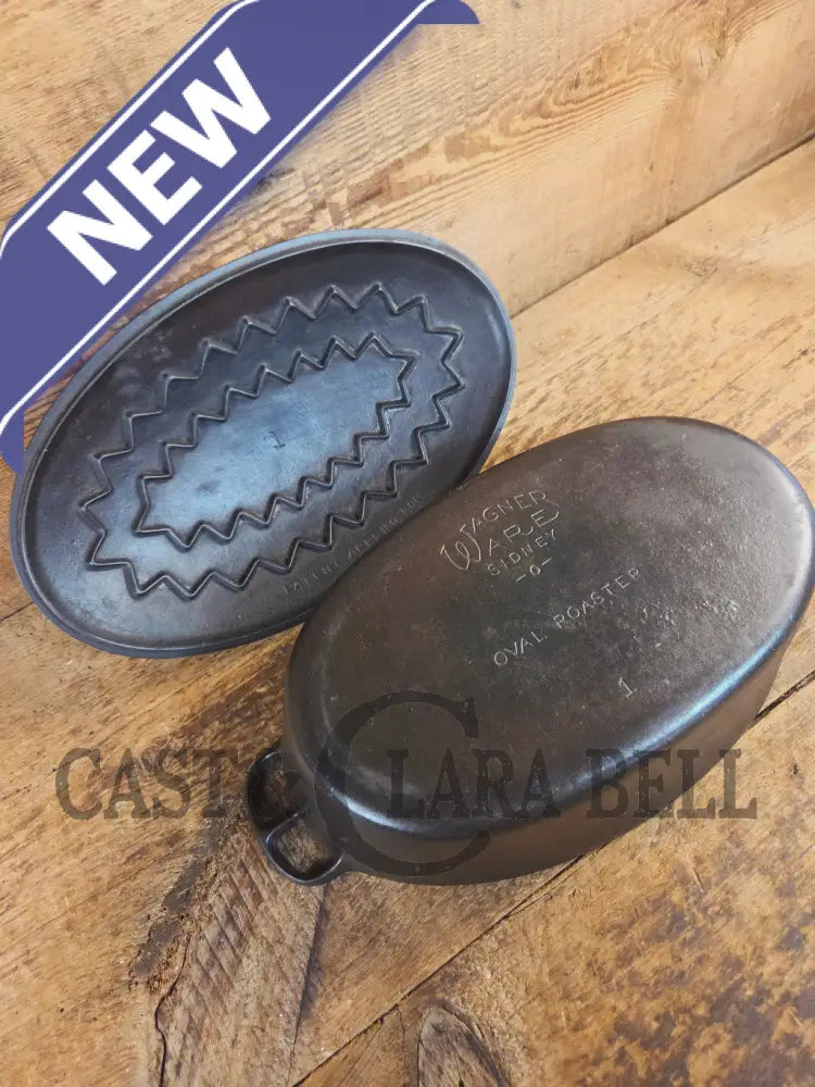 A bread maker’s dream. Very Hard to Find Wagner Stylized Logo Oval Roaster with Turtle Top sawtooth drip lid - Dutch