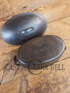 A bread maker’s dream. Very Hard to Find Wagner Stylized Logo Oval Roaster with Turtle Top sawtooth drip lid - Dutch