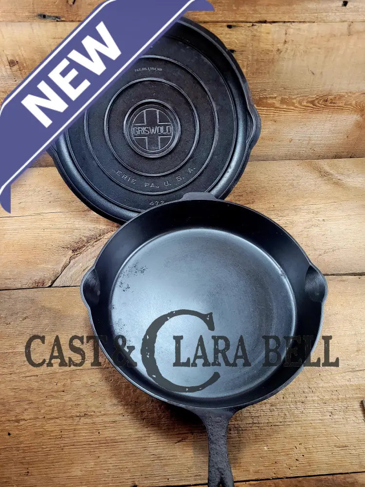 A Unique Combo #12 Large Block Griswold Cast Iron Skillet Lid SET! Priced to Sell Read Description. Needs a good home!