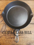 Almost Mint! Early 1910’s Griswold 710 D Cast Iron Skillet Large Block Slant Logo Ghostmark 9! - Skillet