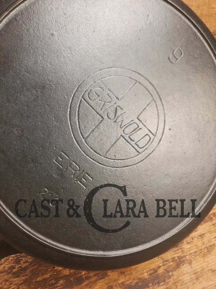 Almost Mint! Early 1910’s Griswold 710 F Cast Iron Skillet Large Block Slant Logo Ghostmark 9! Skillet