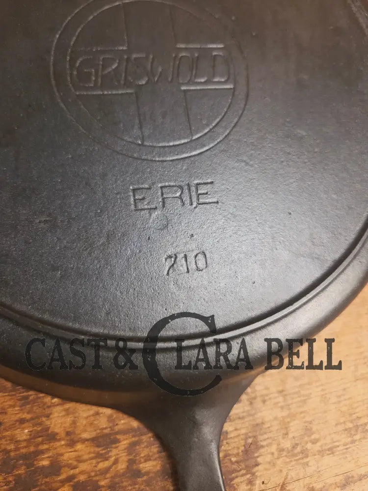 Almost Mint! Early 1910’s Griswold 710 F Cast Iron Skillet Large Block Slant Logo Ghostmark 9! Skillet