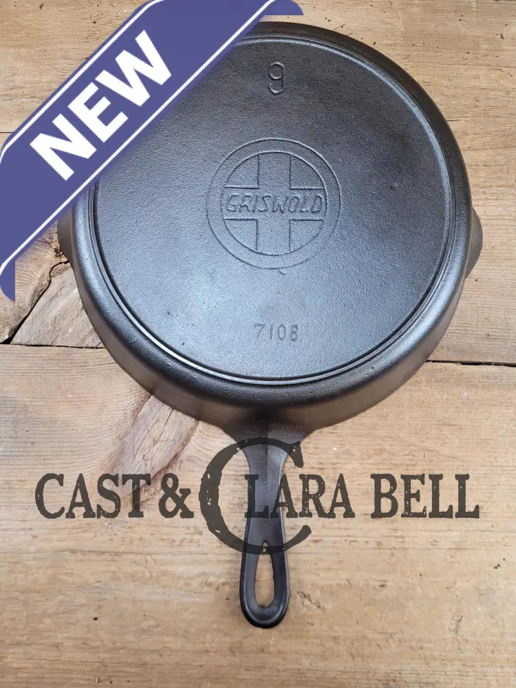 Almost Mint! Early 1910’S Griswold #9 Cast Iron Skillet Medium Slant Logo 710