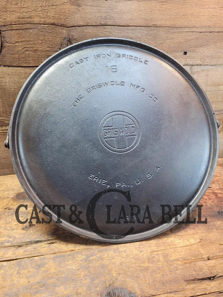 Amazing! 1920’S Huge Hard To Find #16 Griswold Large Block Logo Griddle With Bail! You Don’t