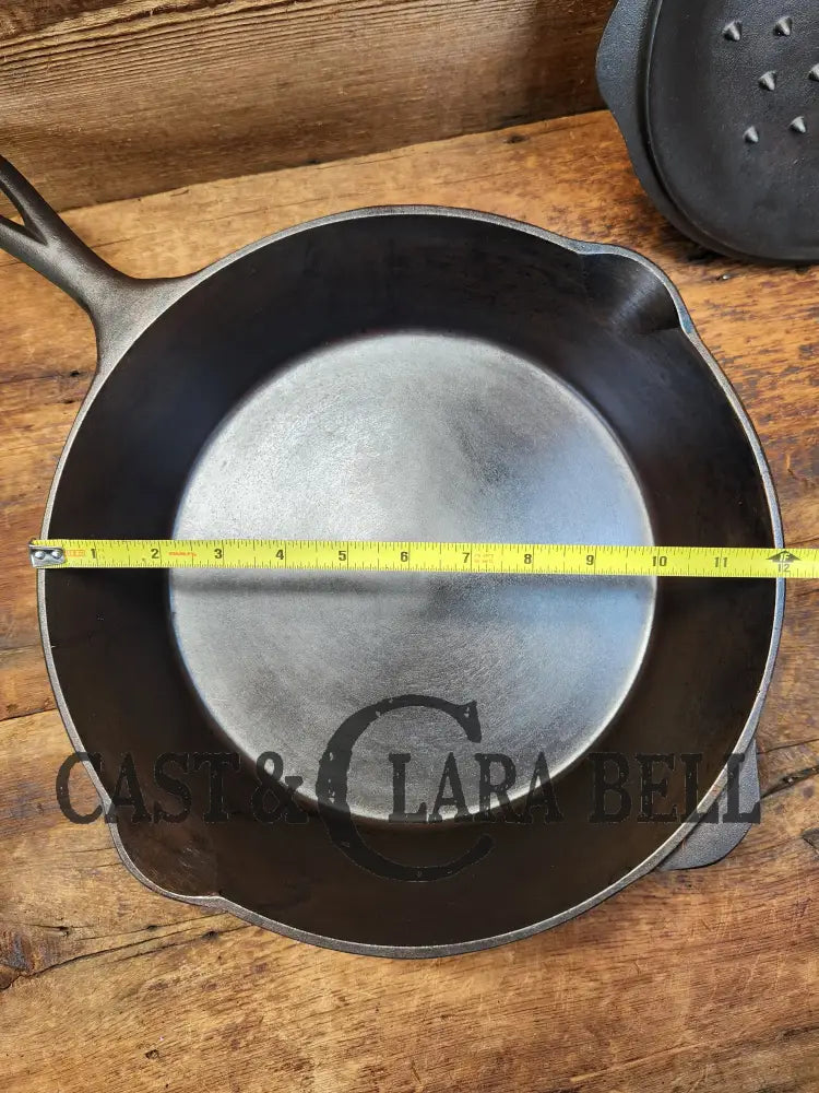 Amazing And Tough To Find! Early 1900’S Lodge #10 Three Notch Deep Skillet With Lid. Very