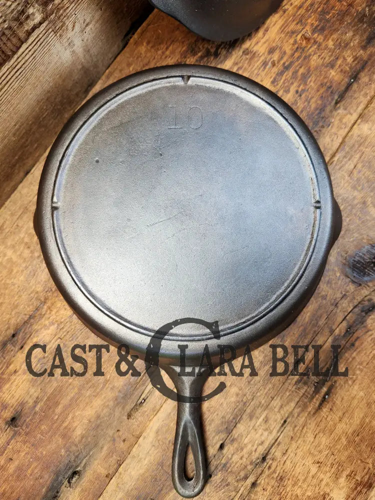 Amazing And Tough To Find! Early 1900’S Lodge #10 Three Notch Deep Skillet With Lid. Very