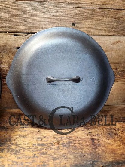 Amazing And Tough To Find! Early 1900’S Lodge #10 Three Notch Deep Skillet With Lid. Very