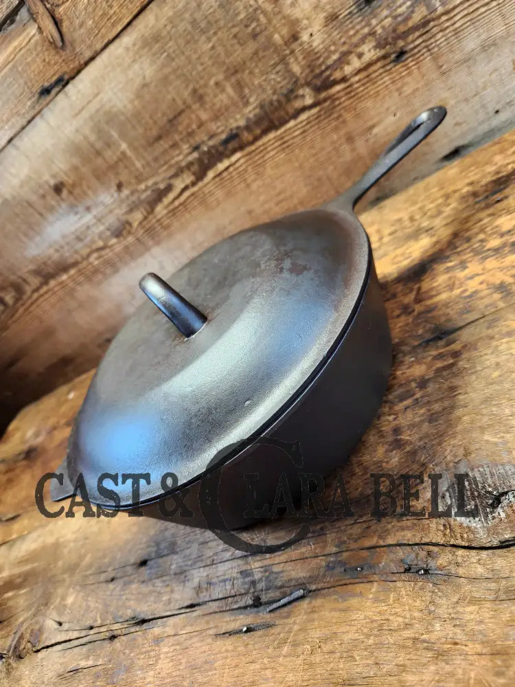 Amazing! Early 1900’S Lodge #8 Single Notch Deep Skillet With Raised Lid. Raised G On Assist Tab.