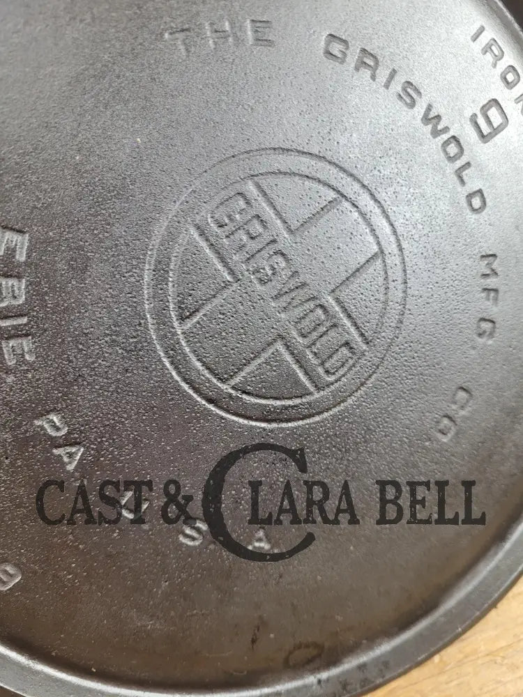 Amazing Piece Of American History. 1920’S Griswold #9 Round Griddle With Large Block Logo 609.