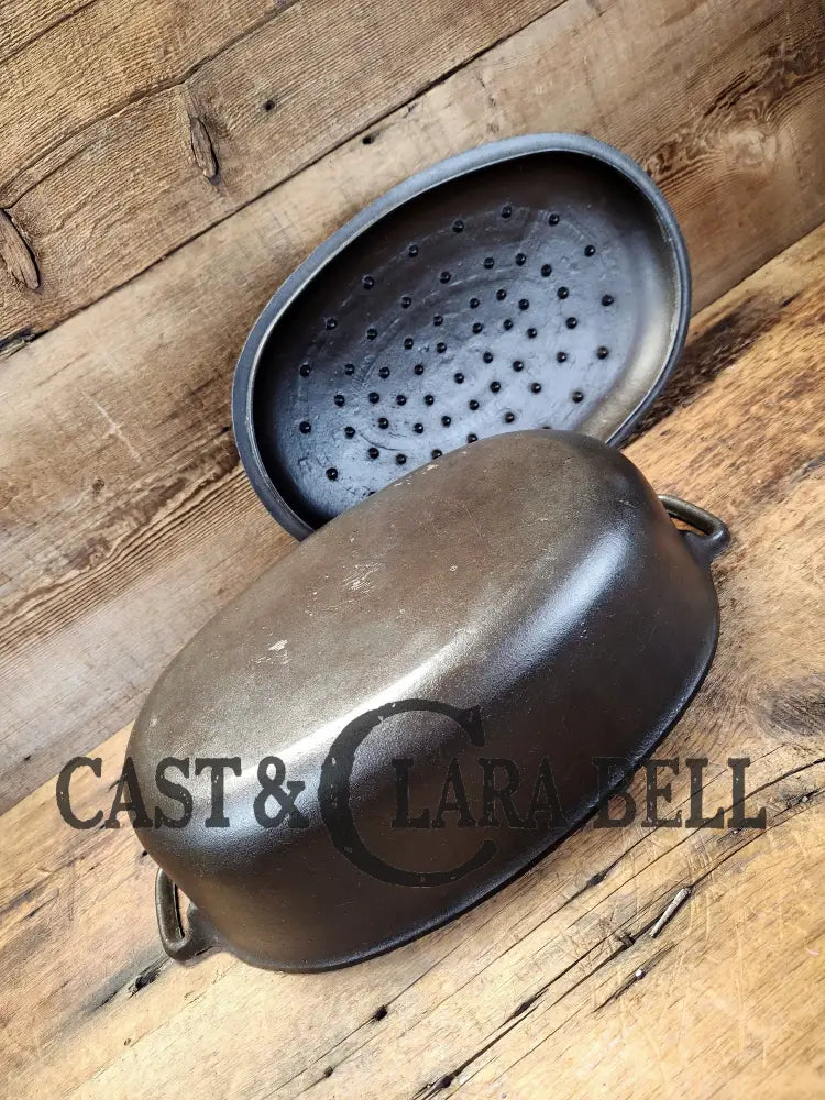 Amazingly Unique Piece! #5 Roaster Made By? Griswold Ghost Marks Possible Cahill Or Lodge? Great