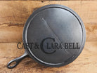 Antique elegant gate-marked unknown #10 skillet. This is GORGEOUS. Est 1880’s Era. Flat handle raised #10 Pattern.