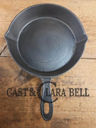 Antique elegant gate-marked unknown #9 skillet. Wonderfully preserved. Est 1880’s Era. Flat handle #7 Pattern Skillet