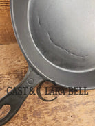 Antique elegant gate-marked unknown #9 skillet. Wonderfully preserved. Est 1880’s Era. Flat handle #7 Pattern Skillet