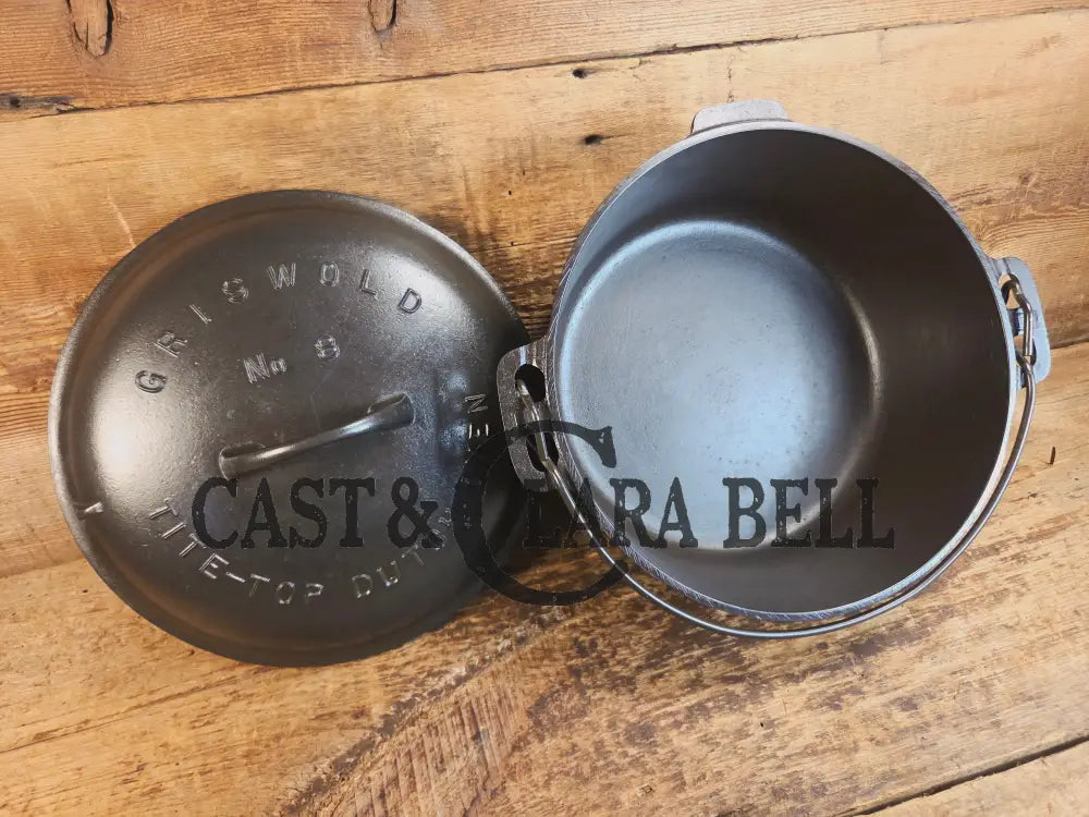 Awesome! 1920’s Griswold #8 Tite-Top Cast Iron Dutch Oven 833 A and high dome matching Griswold Lid 2551 - Dutch Ovens
