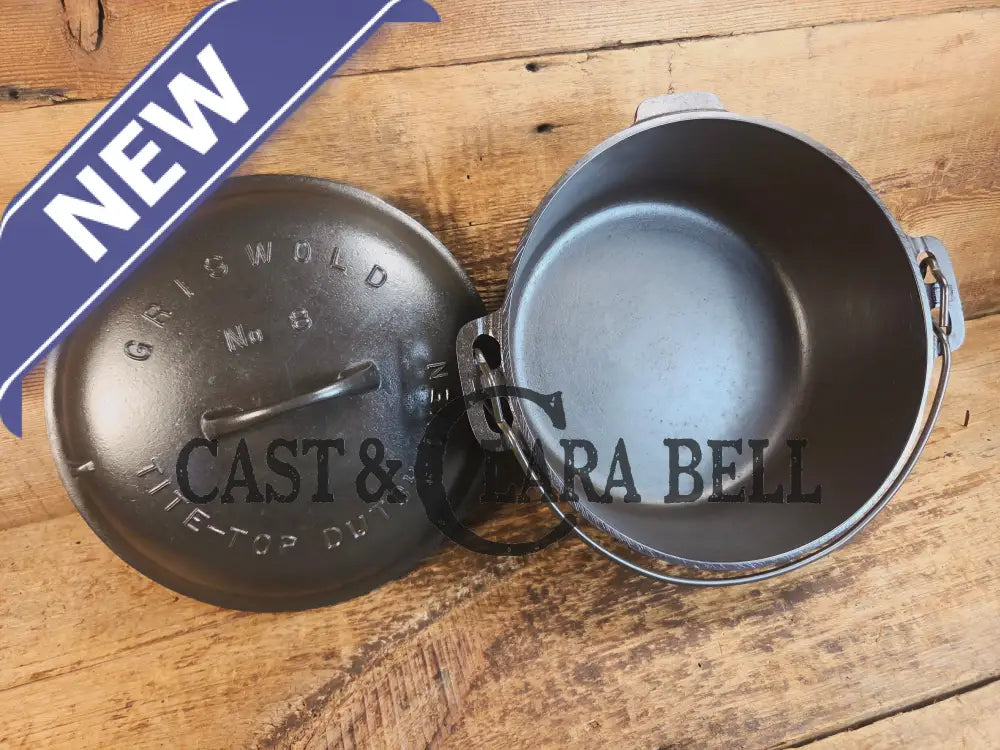Awesome! 1920’s Griswold #8 Tite-Top Cast Iron Dutch Oven 833 A and high dome matching Griswold Lid 2551 - Dutch Ovens
