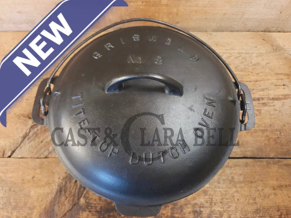 Awesome! 1920’s Griswold #8 Tite-Top Cast Iron Dutch Oven 833 D and high dome matching Griswold Lid 2551 A - Dutch