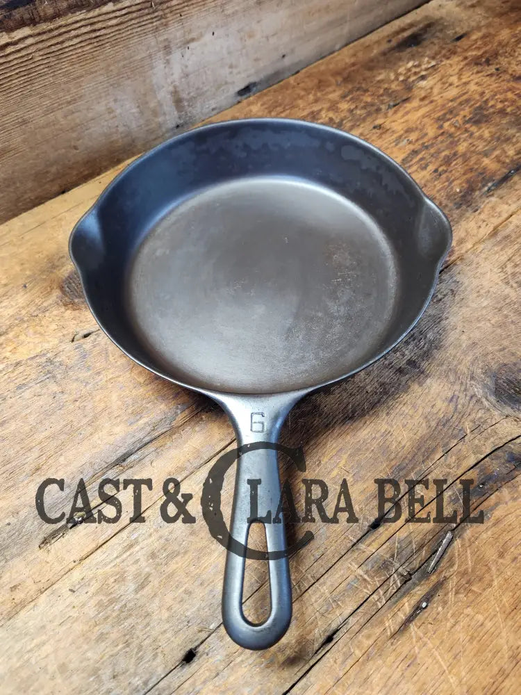 Awesome 1930’S Griswold No. 6 Skillet With Small Block Logo And Smooth Bottom 699