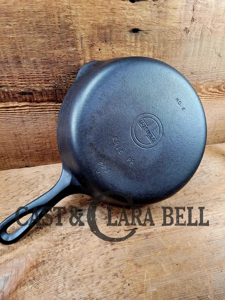 Awesome 1930’S Griswold No. 6 Skillet With Small Block Logo And Smooth Bottom 699 J