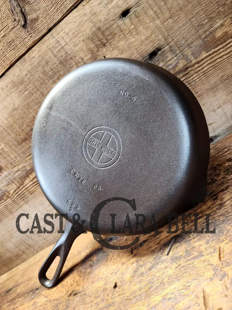 Awesome 1930’S Griswold No. 6 Skillet With Small Block Logo And Smooth Bottom 699 S