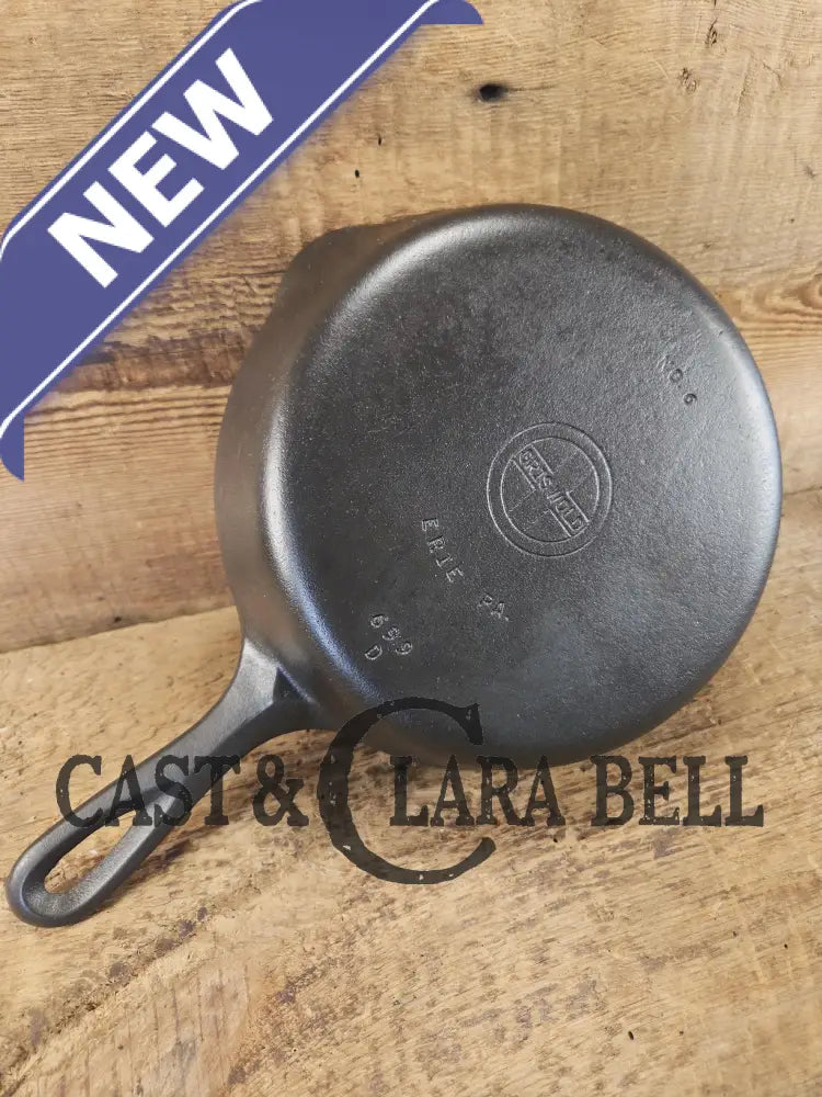 Awesome 1940’s Griswold #6 Cast Iron Skillet with Small Block Logo Flat Style Handle and Smooth Bottom 699 D Skillet