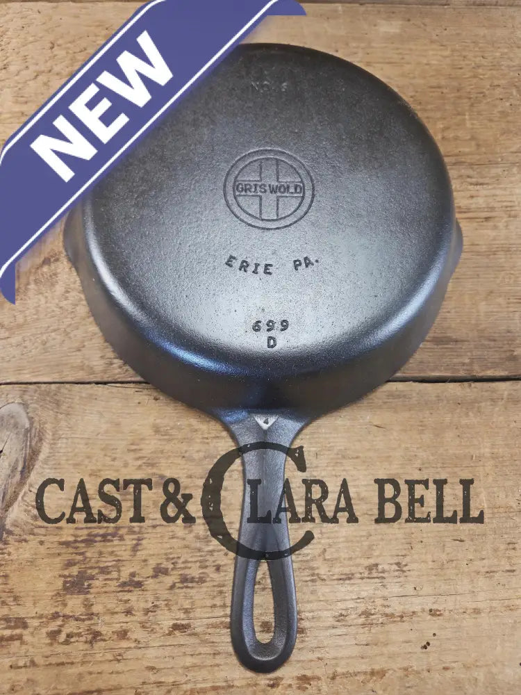 Awesome 1940’s Griswold #6 Cast Iron Skillet with Small Block Logo Flat Style Handle and Smooth Bottom 699 D Skillet