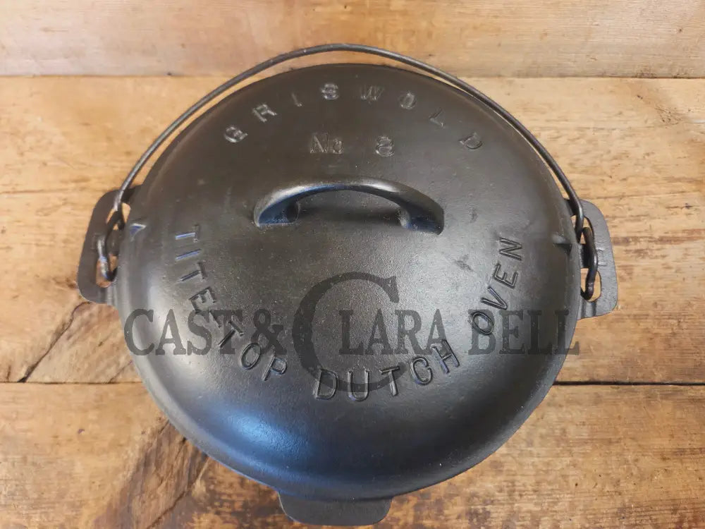 Awesome! 1920’s Griswold #8 Tite-Top Cast Iron Dutch Oven 833 D and high dome matching Griswold Lid 2551 A - Dutch