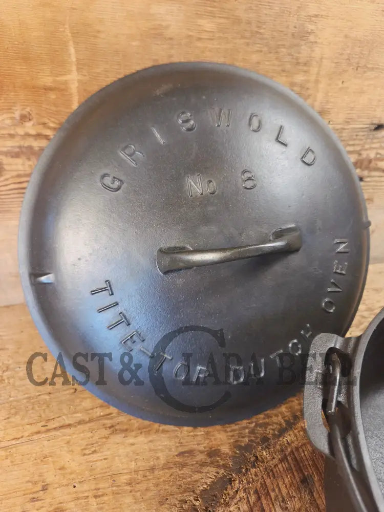 Awesome! 1920’s Griswold #8 Tite-Top Cast Iron Dutch Oven 833 D and high dome matching Griswold Lid 2551 A - Dutch
