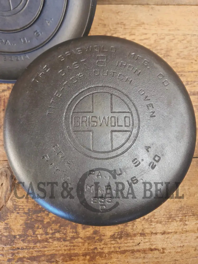 Awesome! 1920’s Griswold #8 Tite-Top Cast Iron Dutch Oven 833 D and high dome matching Griswold Lid 2551 A - Dutch
