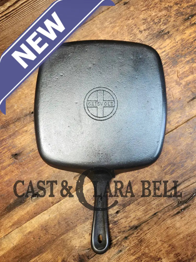 Awesome Griswold (Wagner Made) Square Cast Iron Skillet With Small Block Logo And Smooth Bottom ’55’