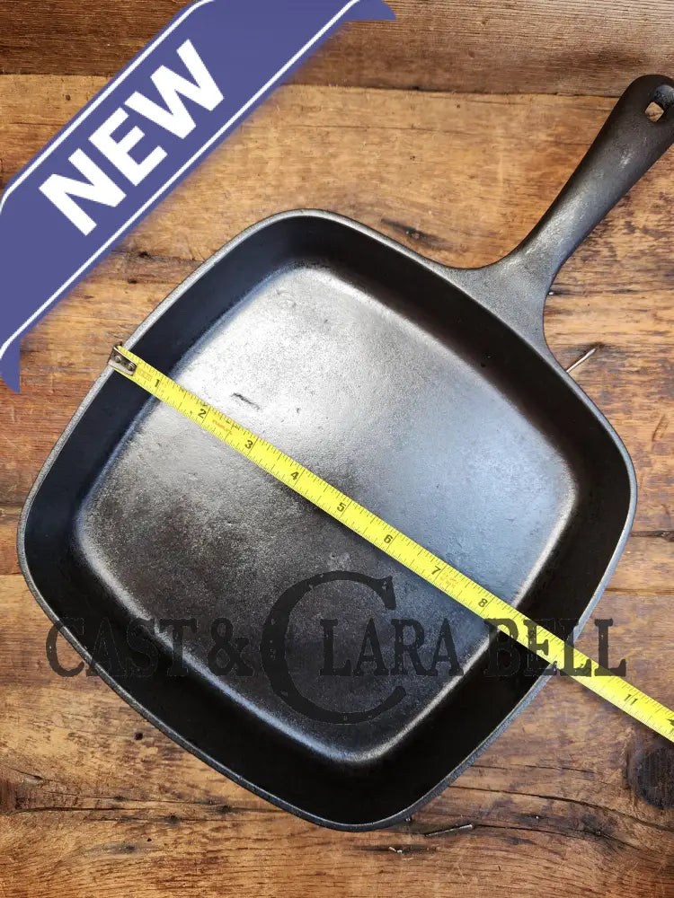 Awesome Griswold (Wagner Made) Square Cast Iron Skillet With Small Block Logo And Smooth Bottom ’55’