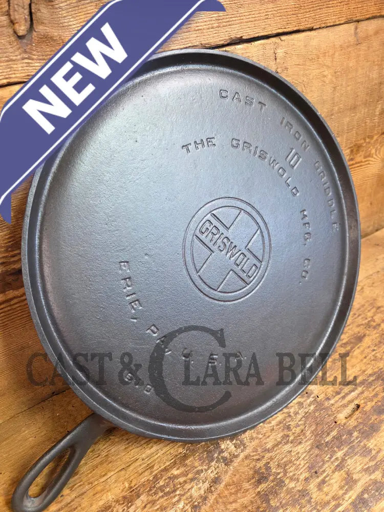 Awesome pizza griddle or for breakfast hot cakes! 1920’’s #10 Griswold Large Block cast iron Griddle 610 - Griddle