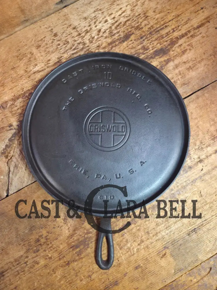 Awesome pizza griddle or for breakfast hot cakes! 1920’’s #10 Griswold Large Block cast iron Griddle 610 Griddle