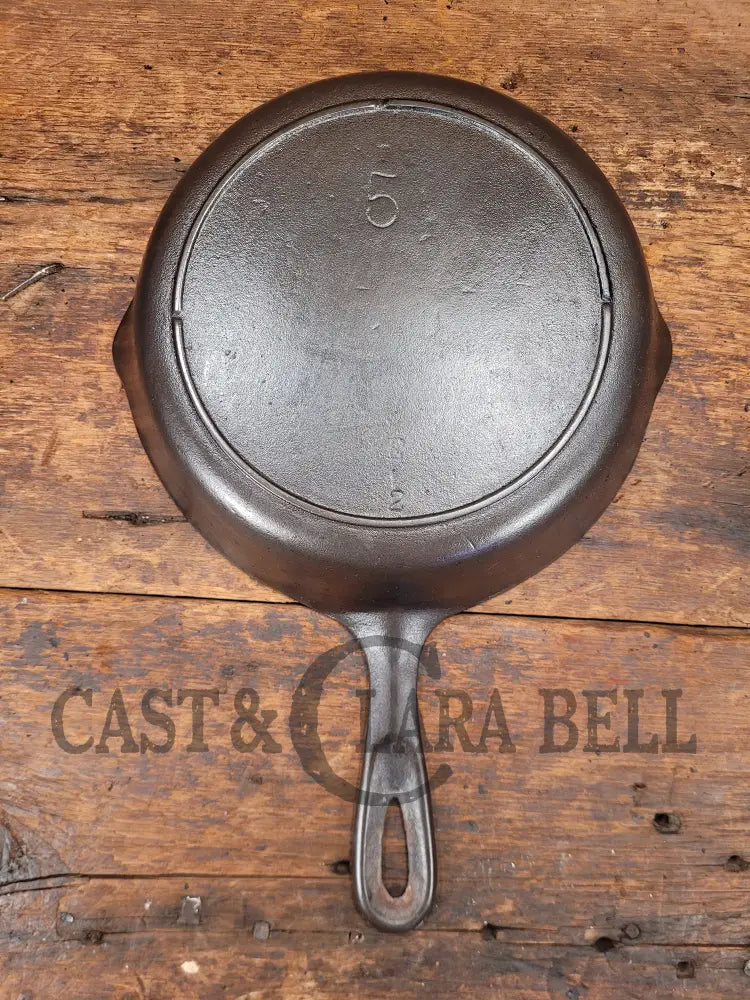 Awesome Saute Skillet! 1930S Era Lodge #5 Skillet With 3 Notch Heat Ring And E12 Marking At 6 Oclock