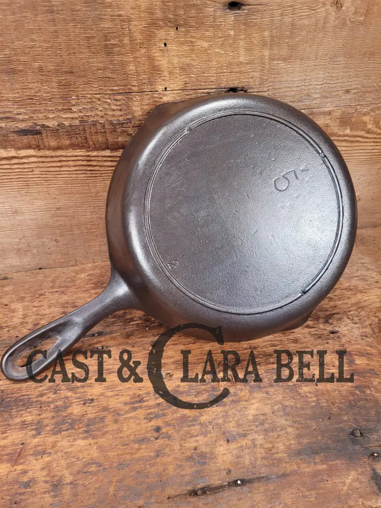 Awesome Saute Skillet! 1930S Era Lodge #5 Skillet With 3 Notch Heat Ring And E12 Marking At 6 Oclock