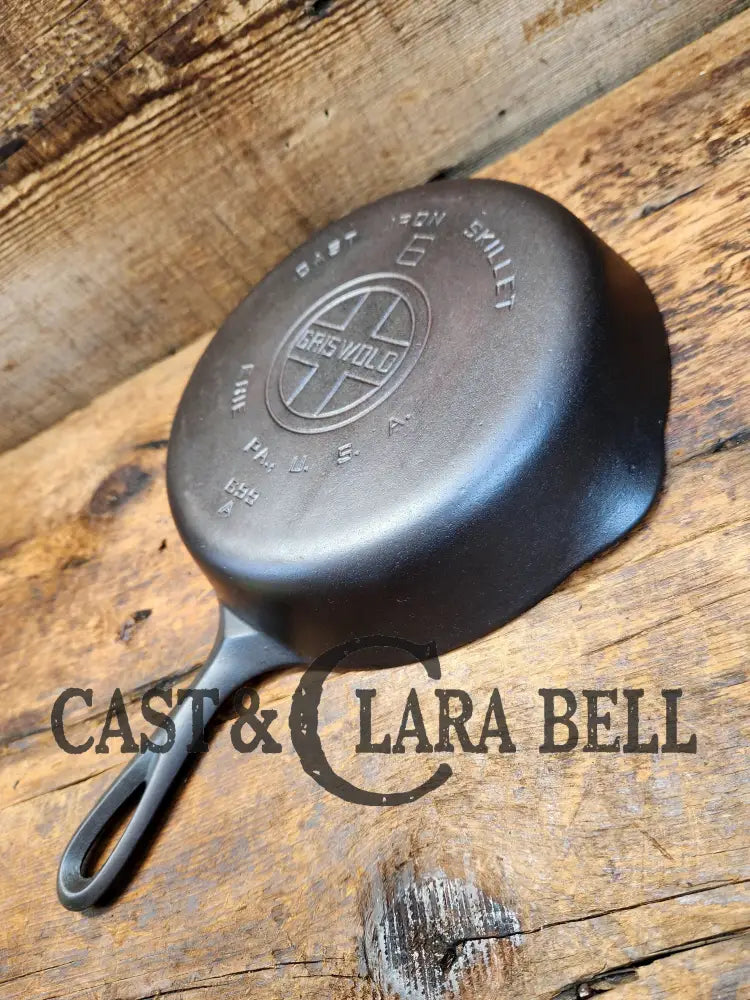 Awesome Saute Skillet! 1930’S Griswold #6 Cast Iron Skillet With Large Block Logo And Smooth