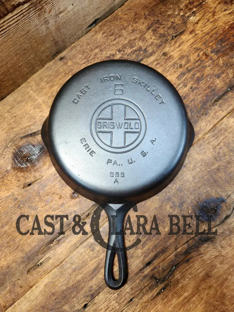 Awesome Saute Skillet! 1930’S Griswold #6 Cast Iron Skillet With Large Block Logo And Smooth