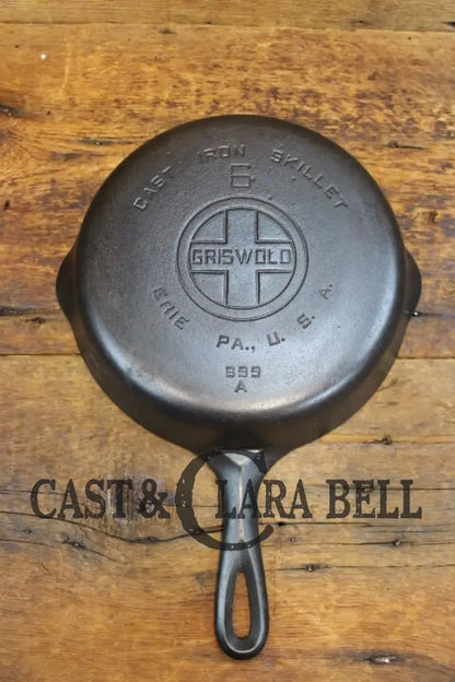 Awesome Saute Skillet! 1930’S Griswold #6 Cast Iron Skillet With Large Block Logo And Smooth