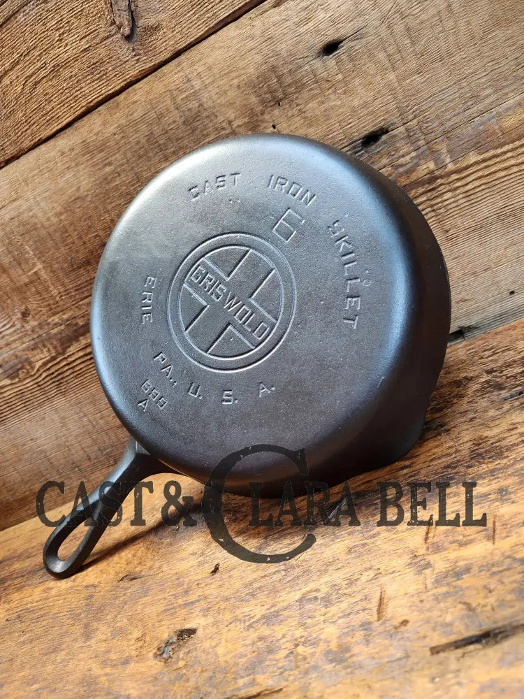 Awesome Saute Skillet! 1930’S Griswold #6 Cast Iron Skillet With Large Block Logo And Smooth