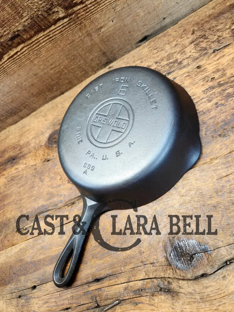 Awesome Saute Skillet! 1930’S Griswold #6 Cast Iron Skillet With Large Block Logo And Smooth