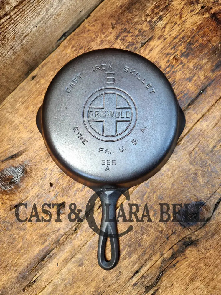 Awesome Saute Skillet! 1930’S Griswold #6 Cast Iron Skillet With Large Block Logo And Smooth