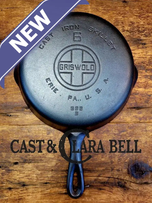 Awesome saute skillet! 1930’s Griswold #6 cast iron Skillet with Large Block Logo and Smooth Bottom 699 B Skillet