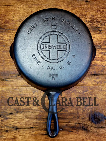 Awesome Saute Skillet! 1930’S Griswold #6 Cast Iron Skillet With Large Block Logo And Smooth