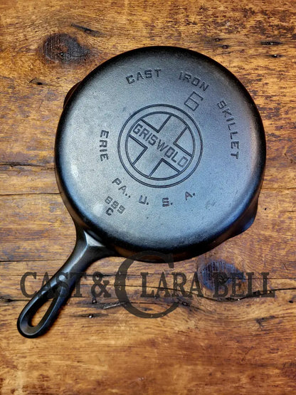 Awesome Saute Skillet! 1930’S Griswold #6 Cast Iron Skillet With Large Block Logo And Smooth