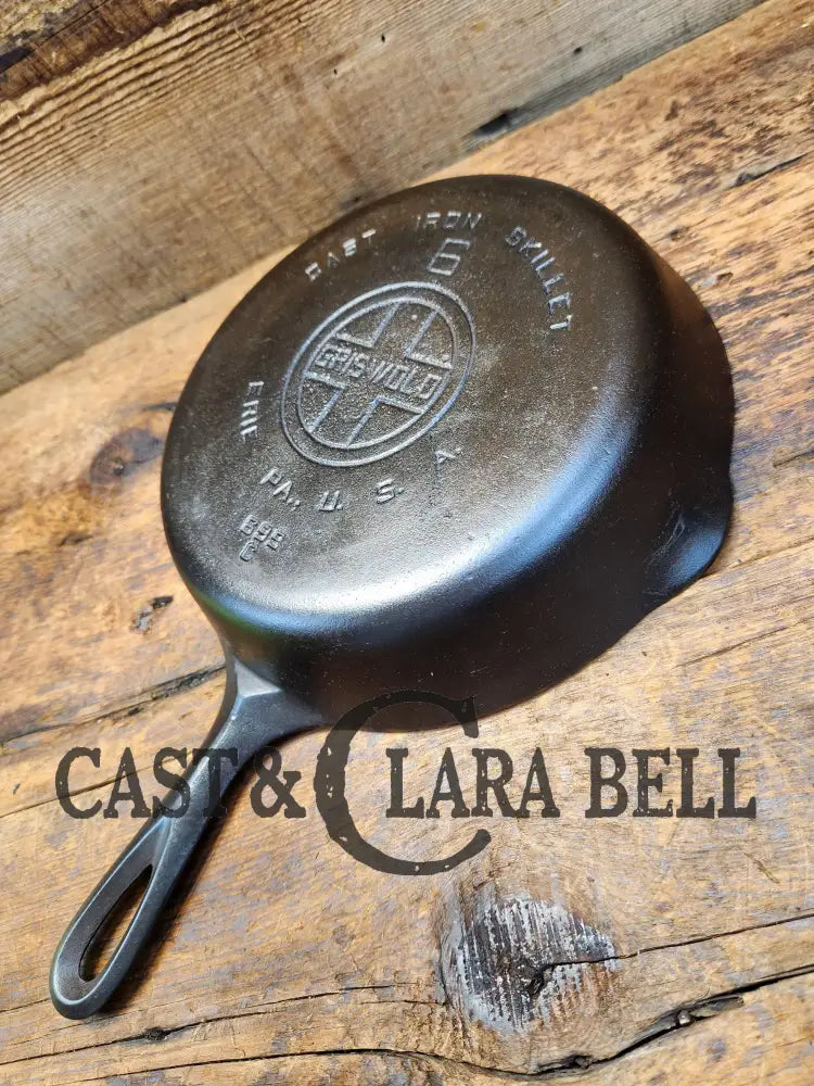 Awesome Saute Skillet! 1930’S Griswold #6 Cast Iron Skillet With Large Block Logo And Smooth