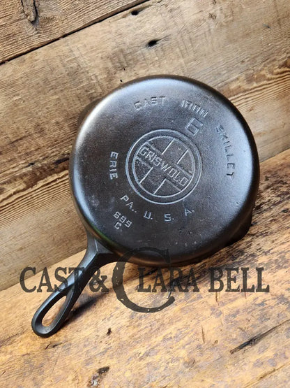 Awesome Saute Skillet! 1930’S Griswold #6 Cast Iron Skillet With Large Block Logo And Smooth